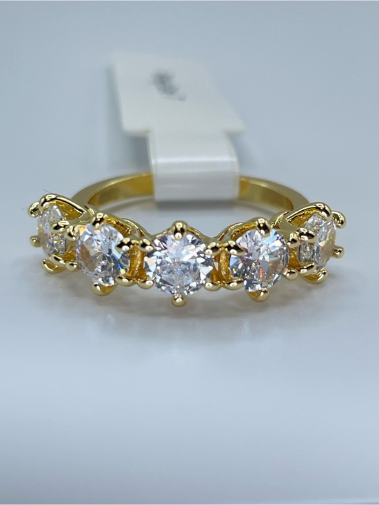Swarovski Jewelry - Swarovski Crystal Elements White Crystal Half Eternity Band Ring Sz 7 Glam